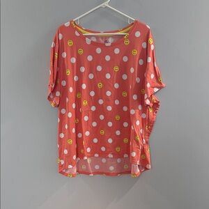 Cheerful Coral Polka Dot Women's Tee and Pajama pants